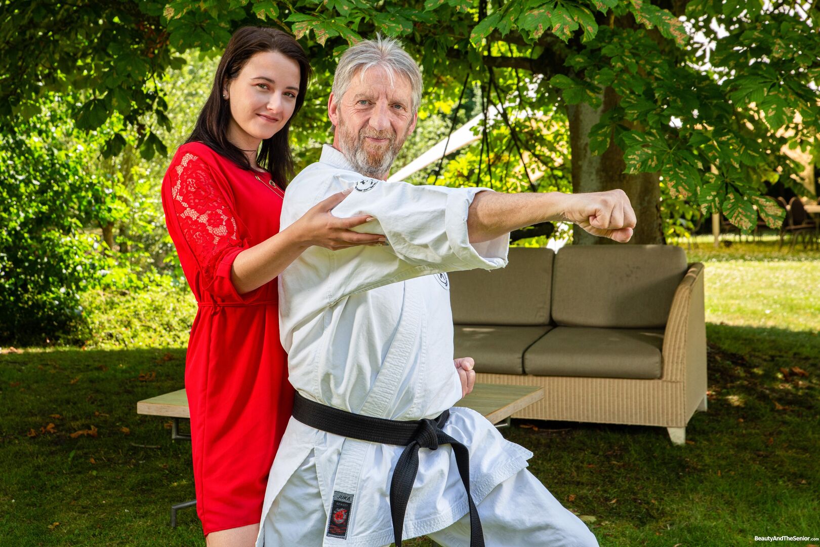 Outdoor karate practice