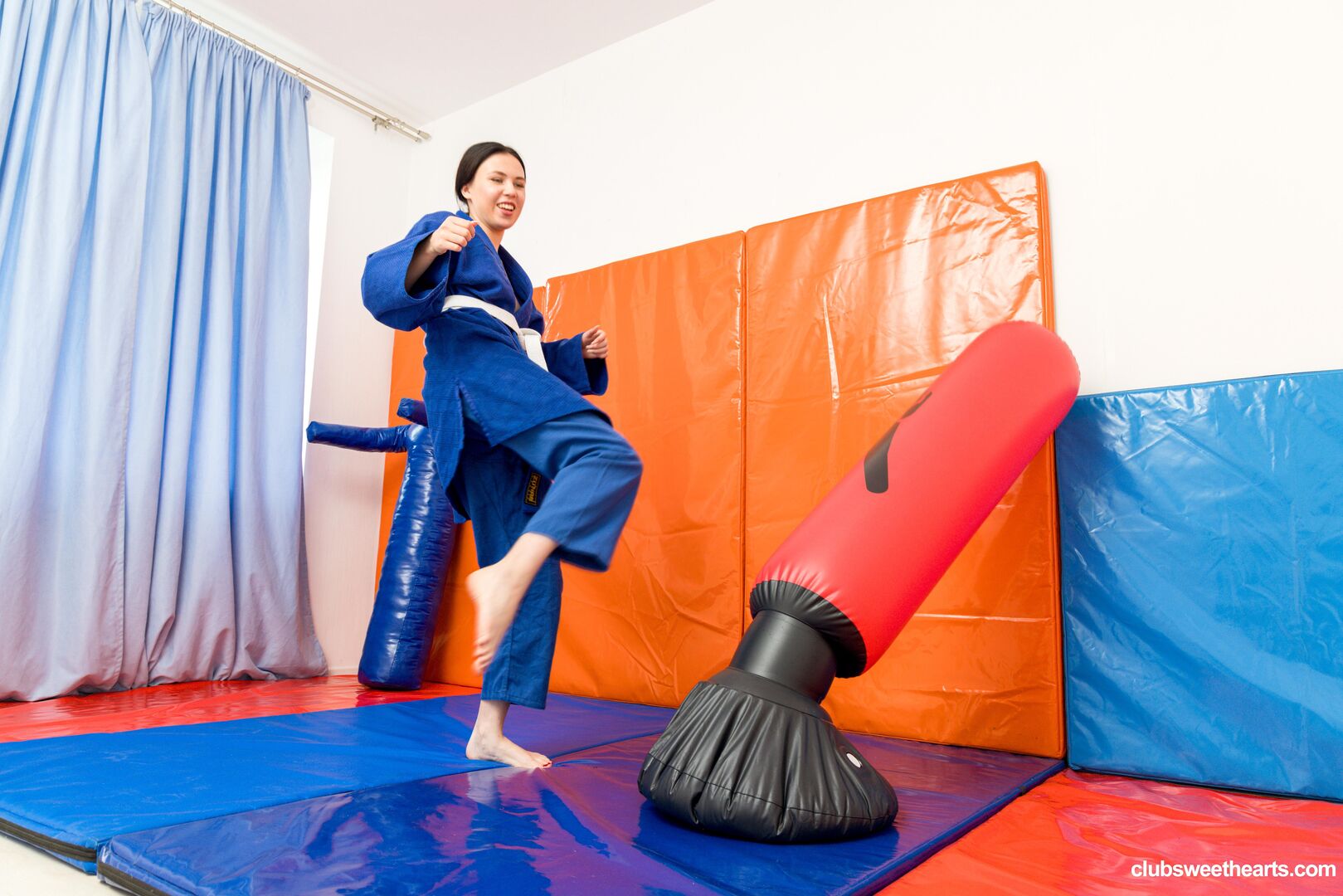 Katy turns Judo practice into playtime