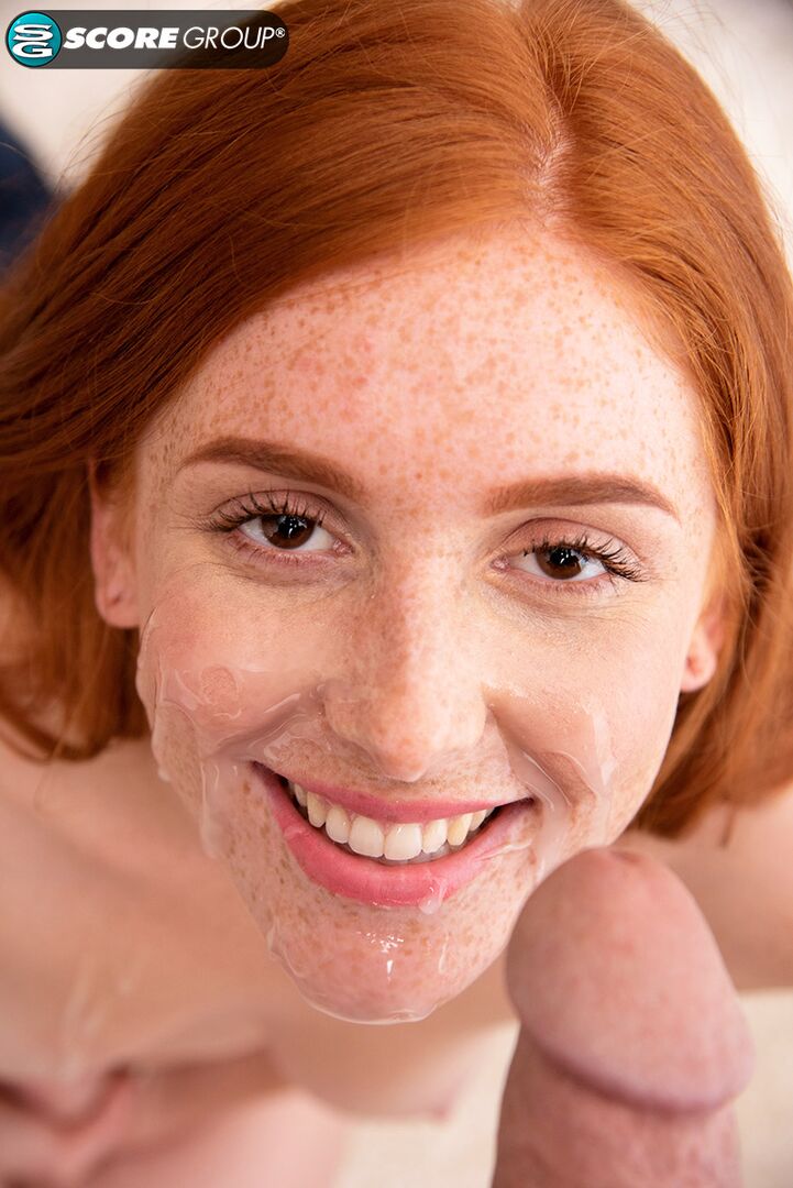 Jayme Rae, 18, is a ginger with freckles on her face. She gets that pretty face plastered with hot, sticky jizz.