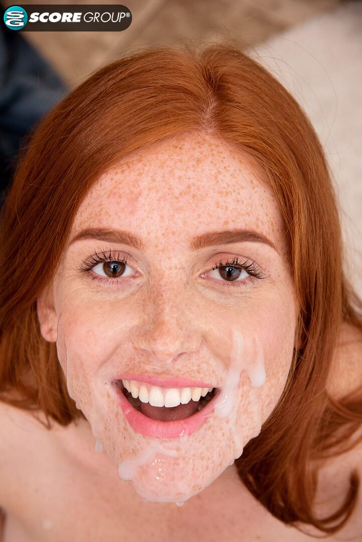 Jayme Rae, 18, is a ginger with freckles on her face. She gets that pretty face plastered with hot, sticky jizz.