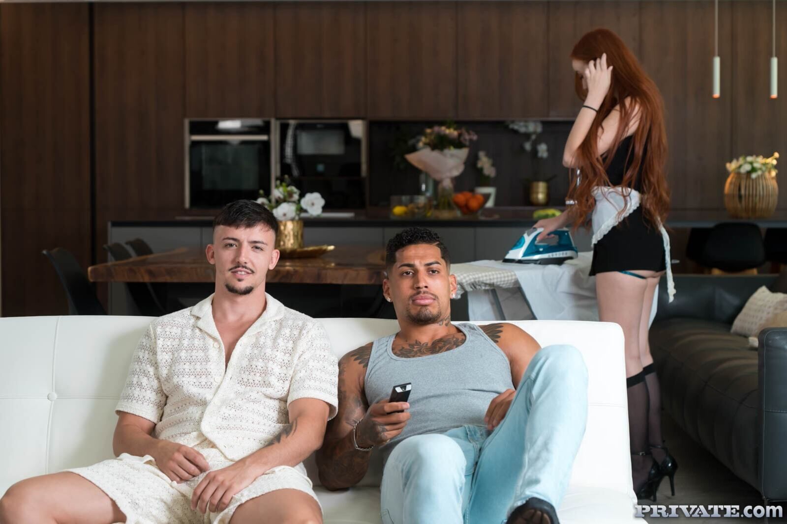 Megan Murkovski, the maid, her boss's son, and a friend in a threesome with DP