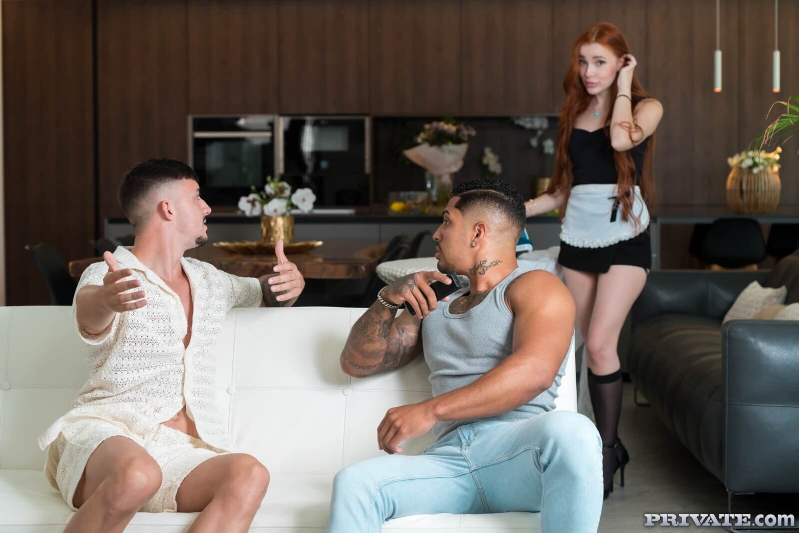Megan Murkovski, the maid, her boss's son, and a friend in a threesome with DP