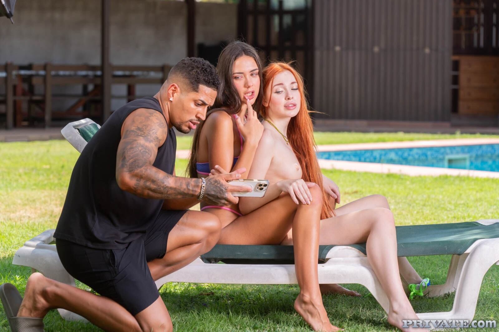 Stepbrother, I’ll wait for you in the pool with my best friend… and she wants anal sex!