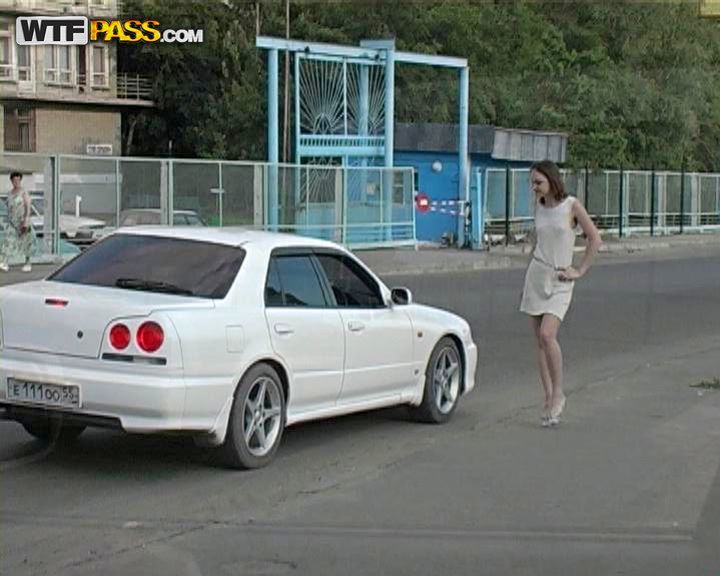Deep blowjob in the car and outdoors