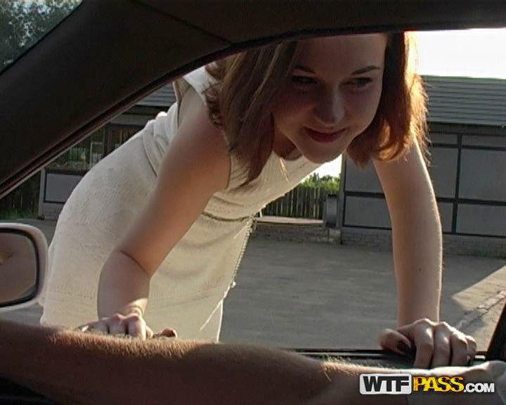Deep blowjob in the car and outdoors