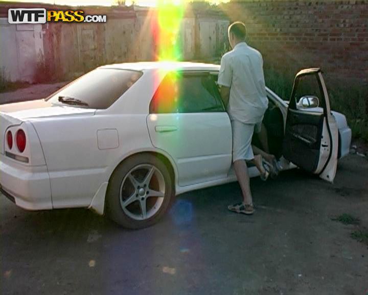 Deep blowjob in the car and outdoors