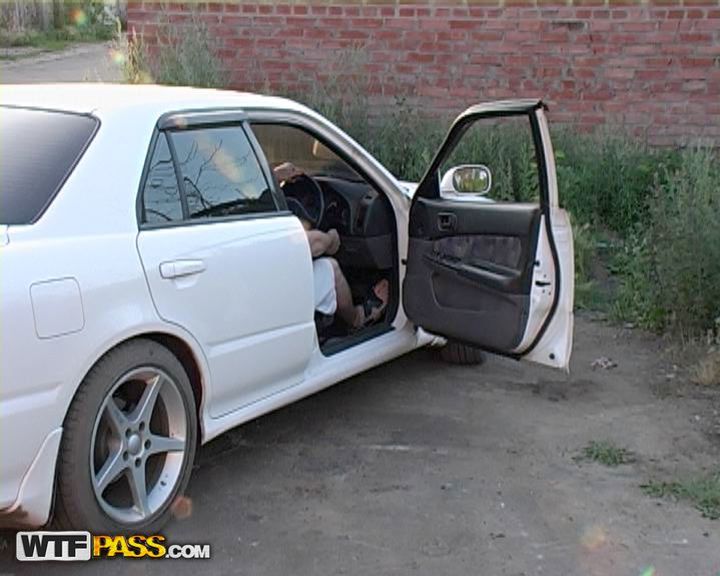 Deep blowjob in the car and outdoors