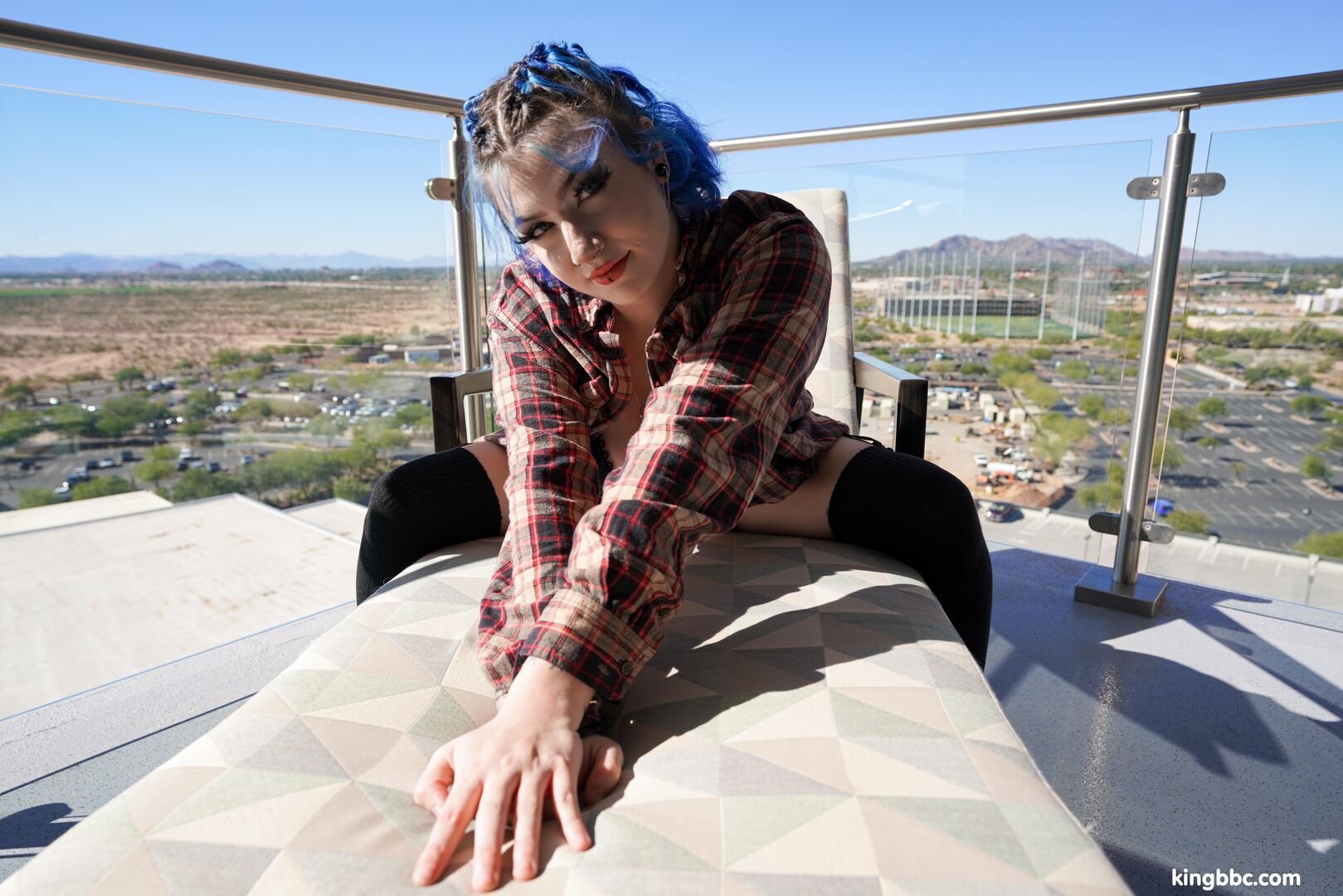 Blue haired xoe grim takes kingbbc