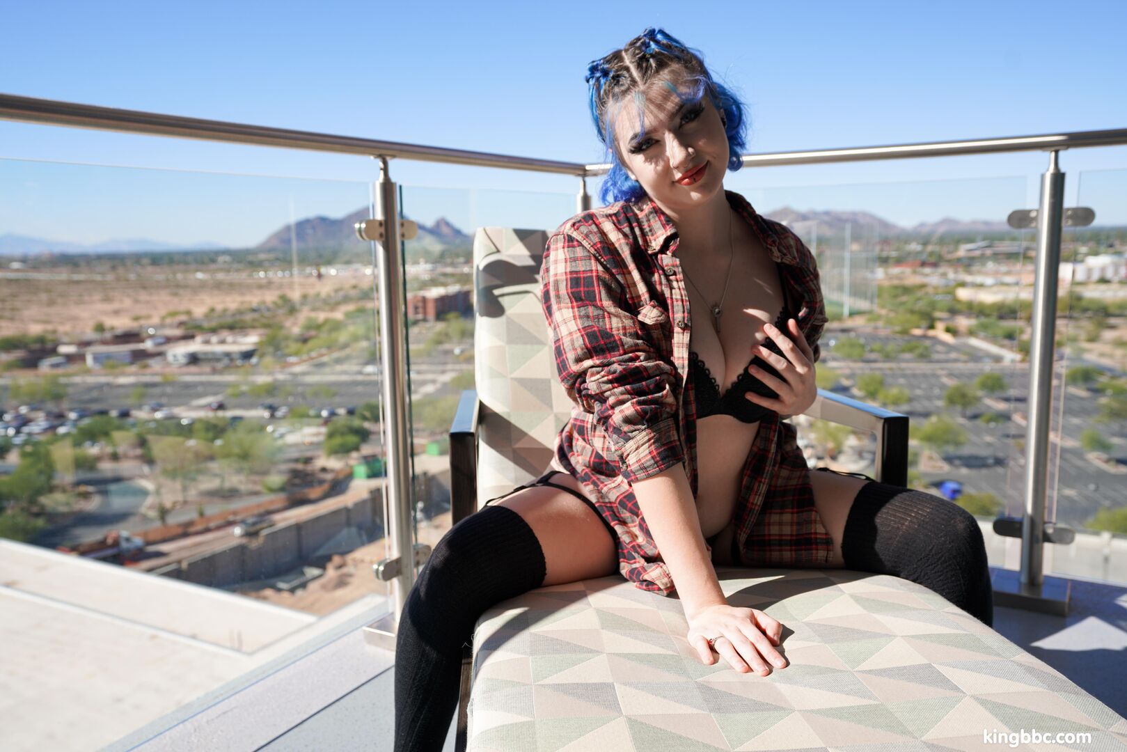 Blue haired xoe grim takes kingbbc