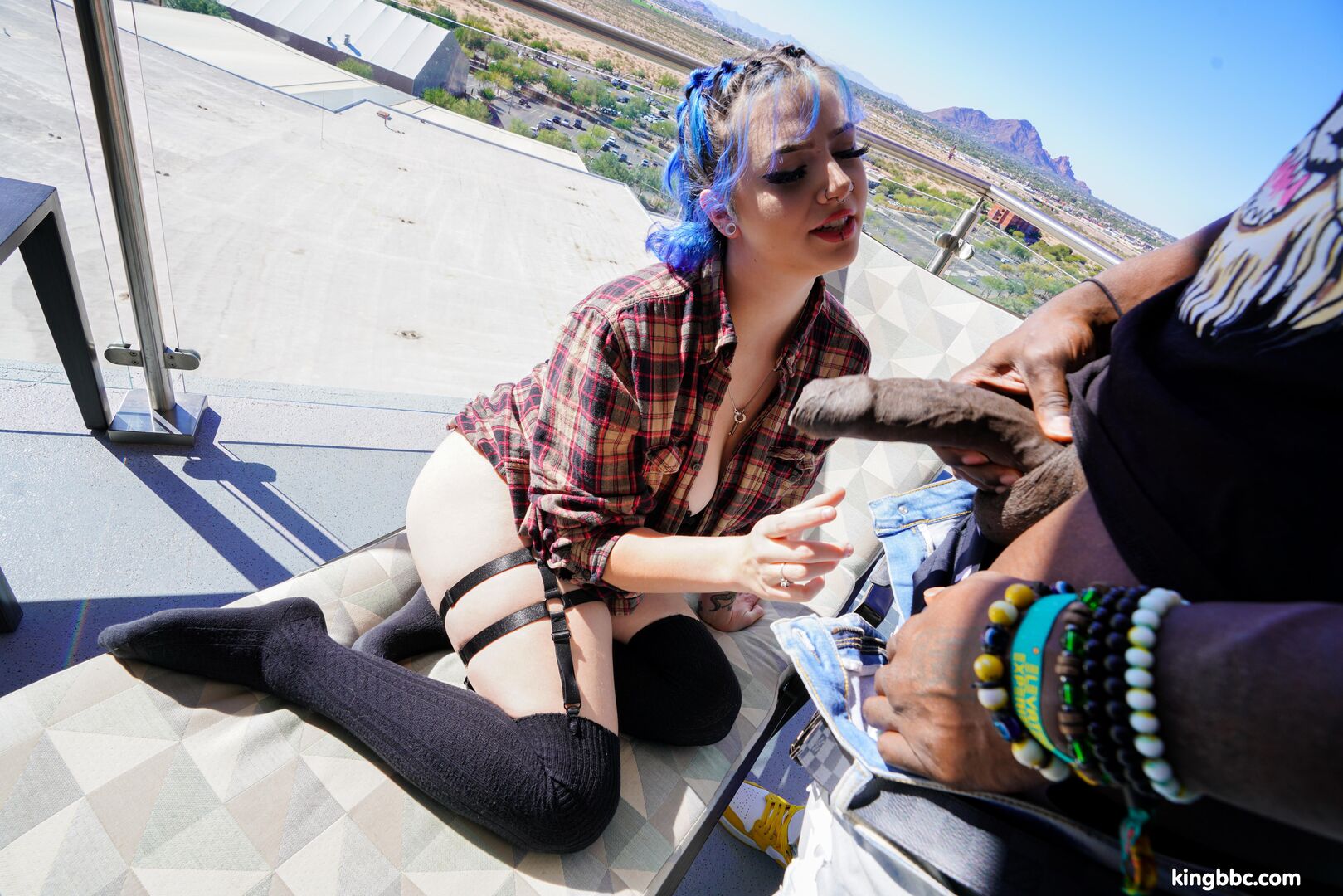 Blue haired xoe grim takes kingbbc