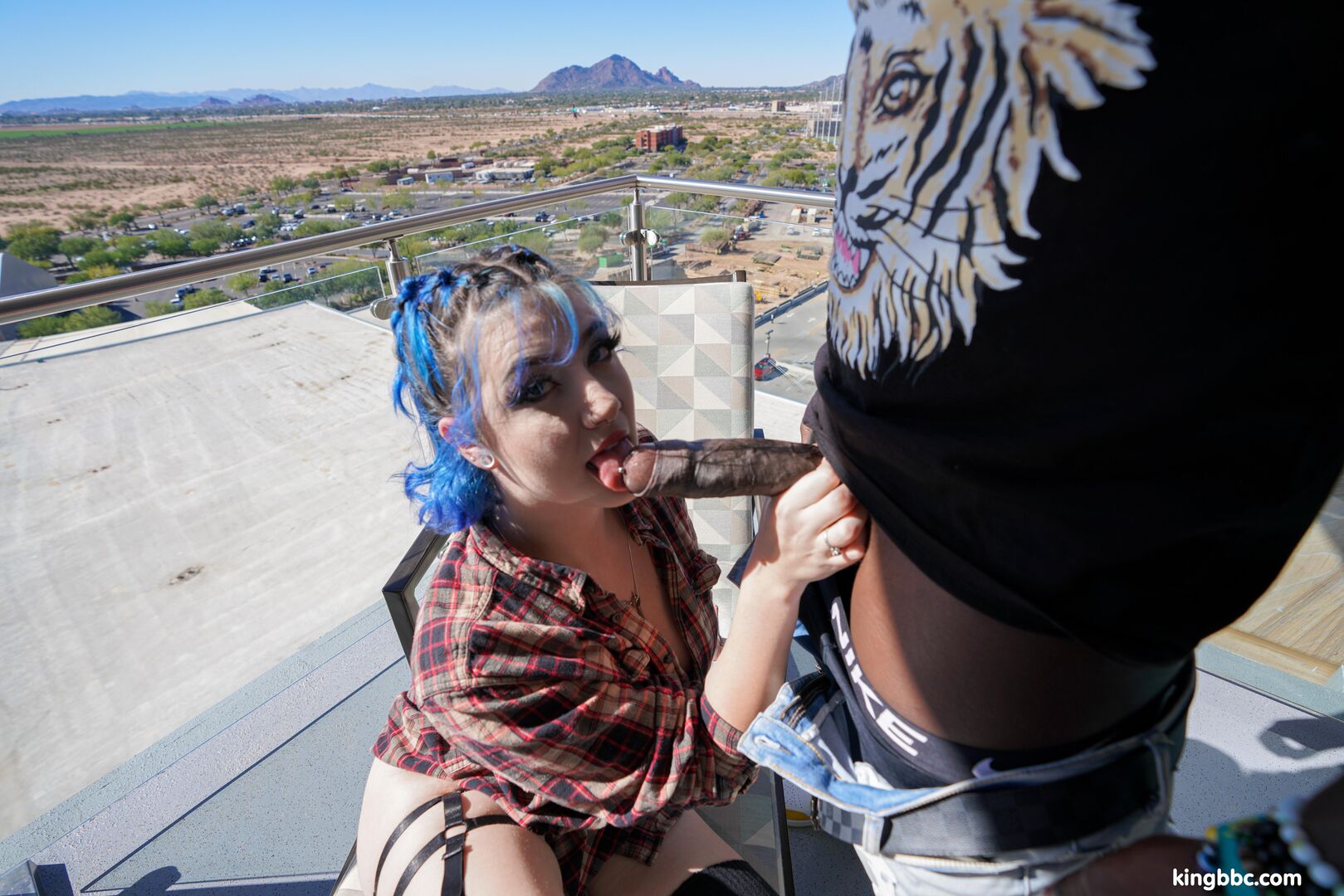 Blue haired xoe grim takes kingbbc