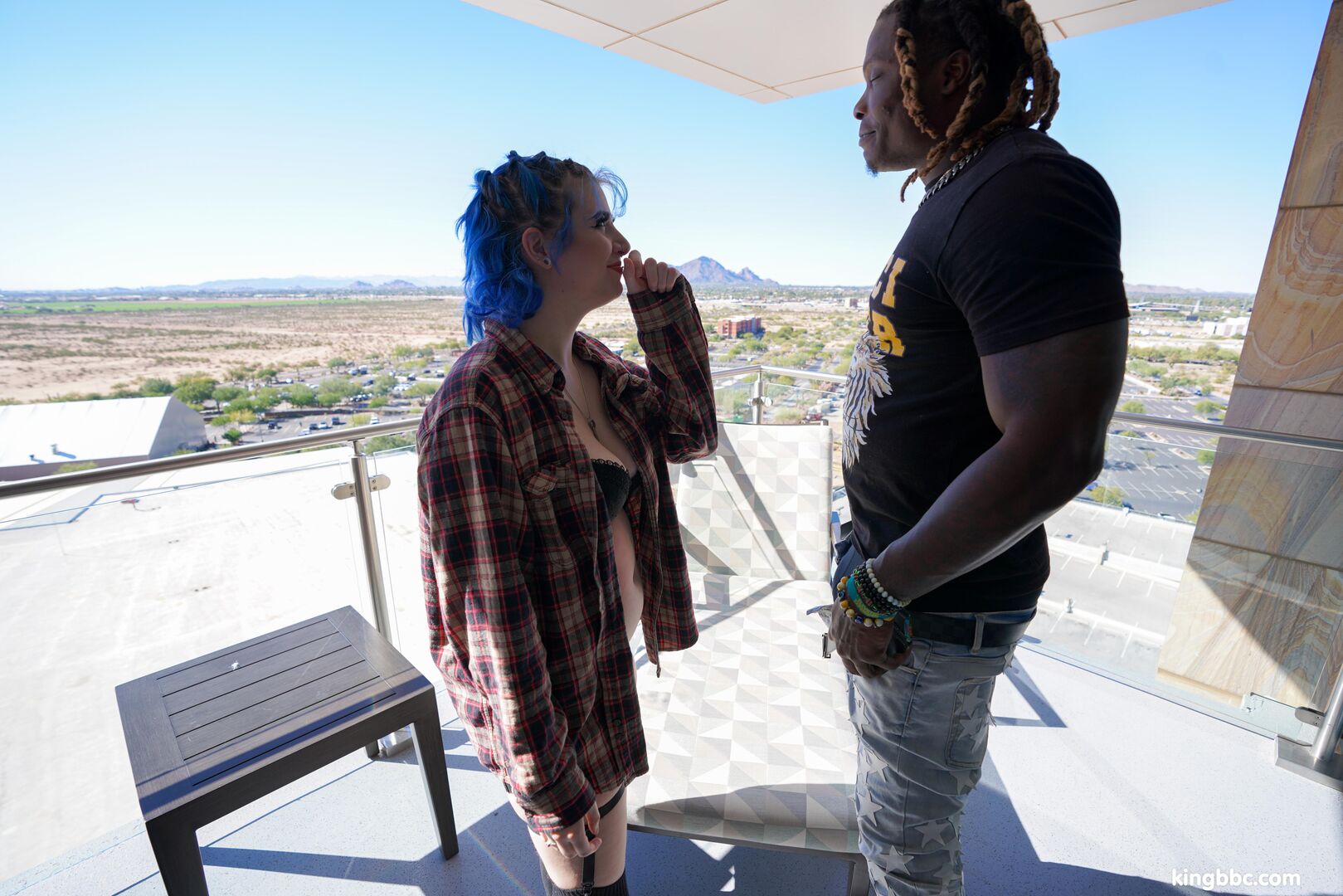Blue haired xoe grim takes kingbbc