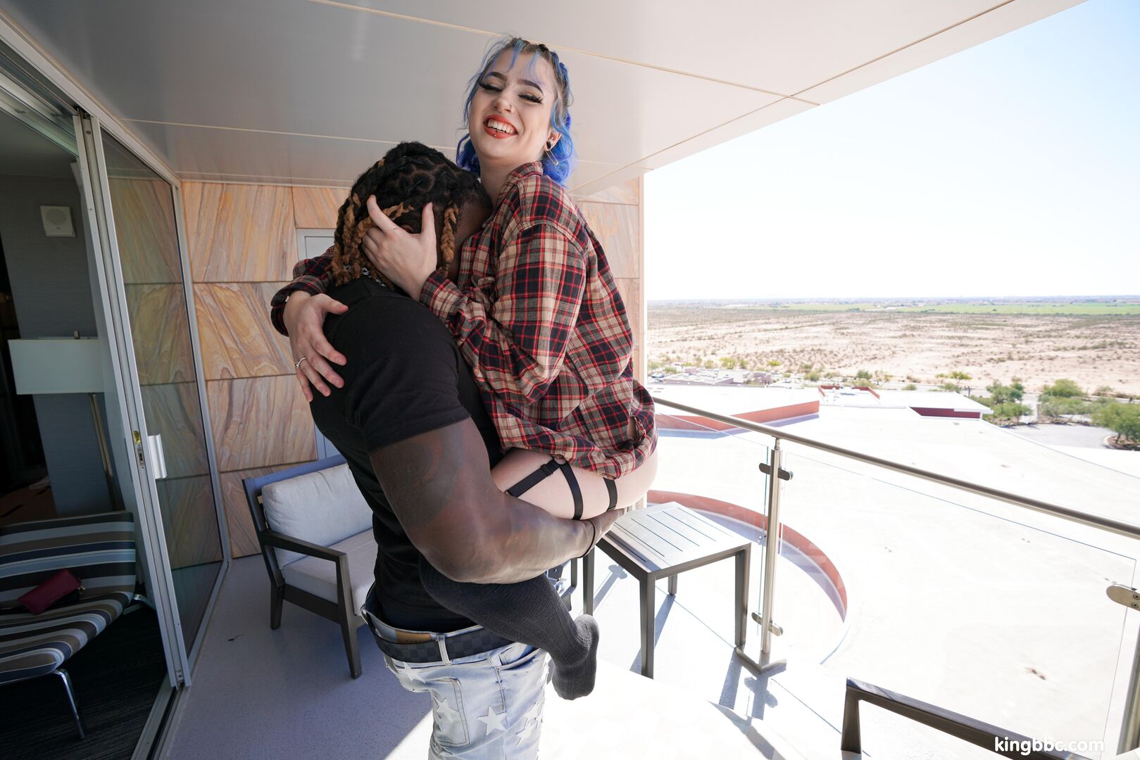Blue haired xoe grim takes kingbbc