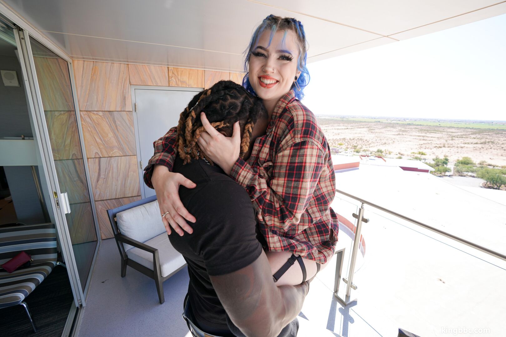 Blue haired xoe grim takes kingbbc