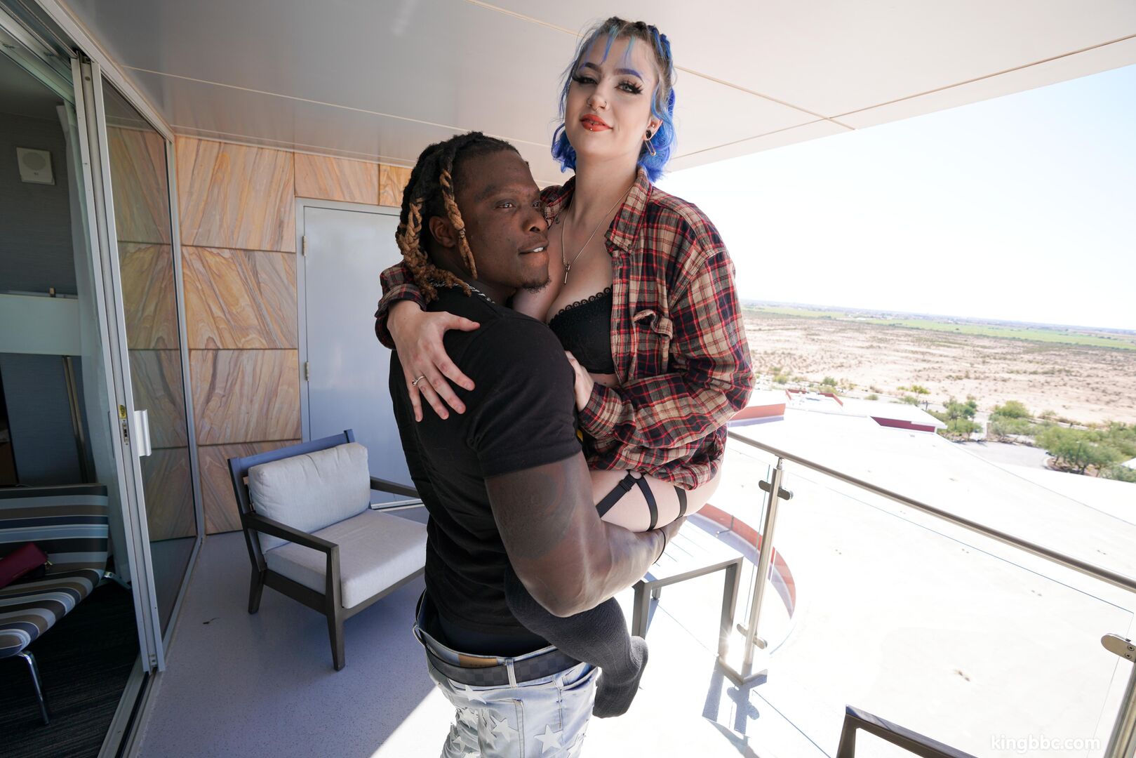 Blue haired xoe grim takes kingbbc