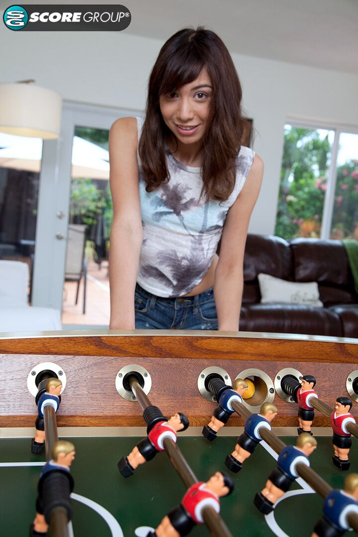 Little Melissa is a skinny young Texan who loses a game and strips for payment.