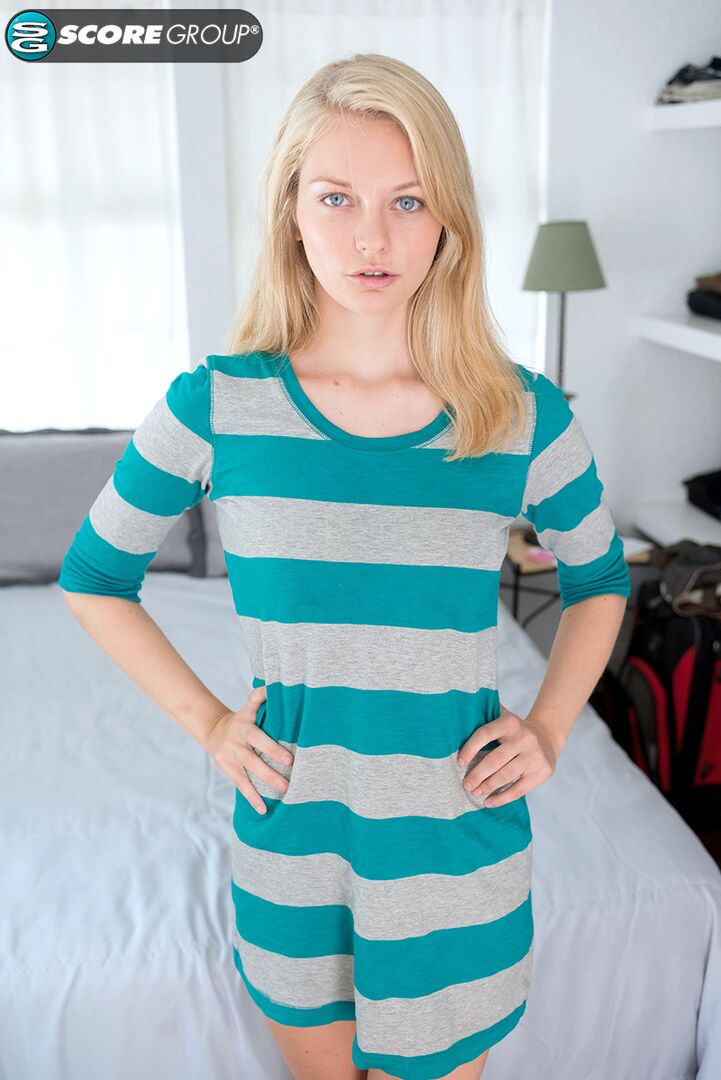Blue-eyed beauty Alli Rae gets her tight holes stuffed by J-Mac's fat dick until she gets her face frosted with cum!