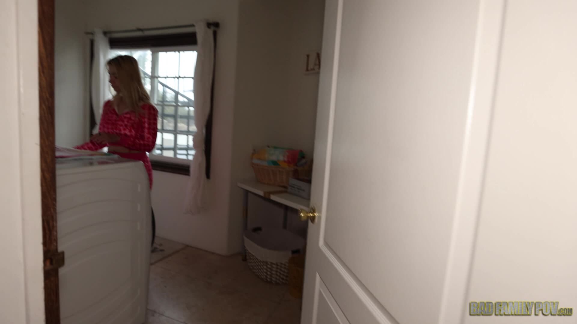 Angelica Coralvine: Hot Blonde Stepmom Lets Stepson Fuck Her While She Folds Laundry