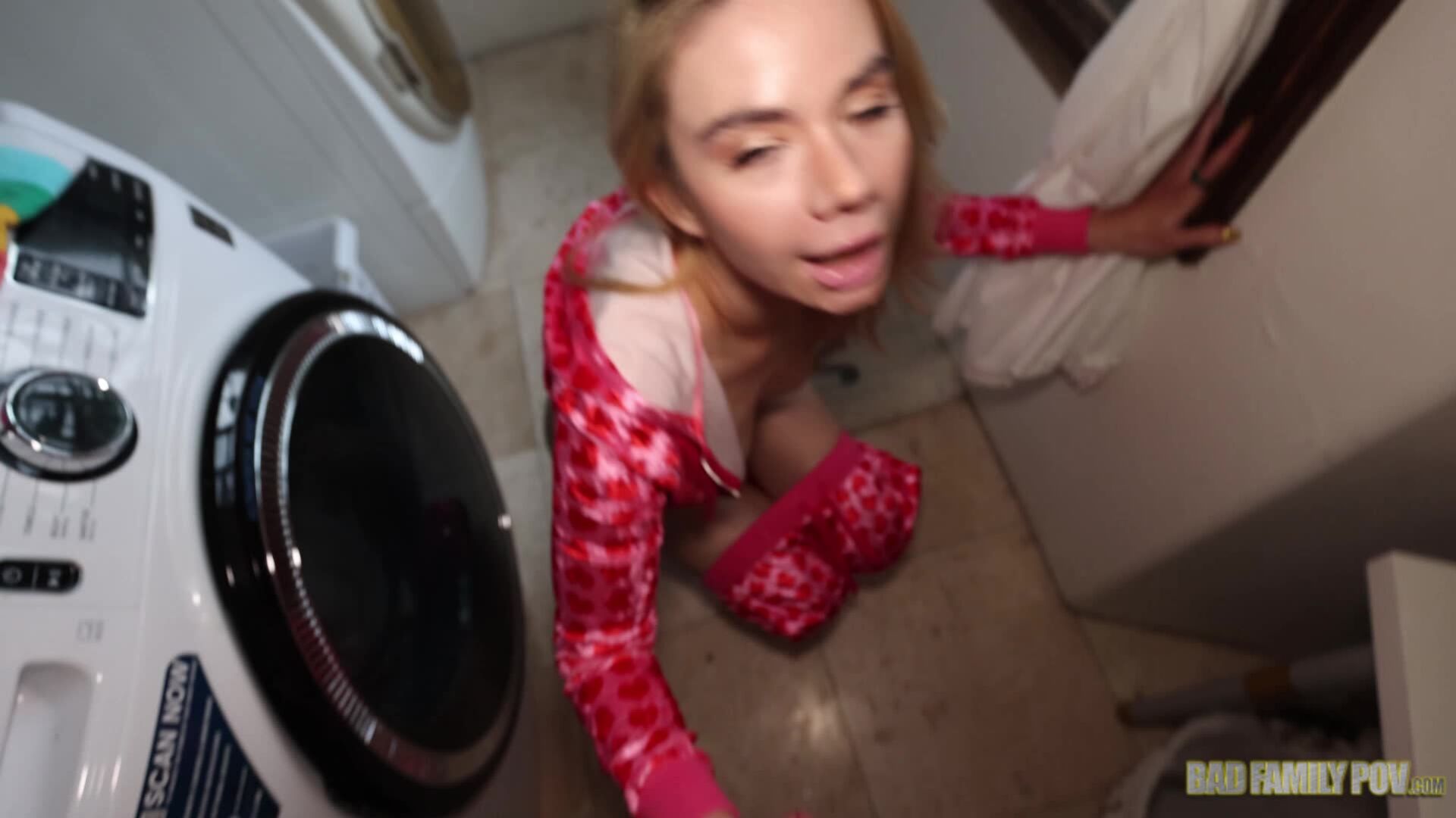 Angelica Coralvine: Hot Blonde Stepmom Lets Stepson Fuck Her While She Folds Laundry