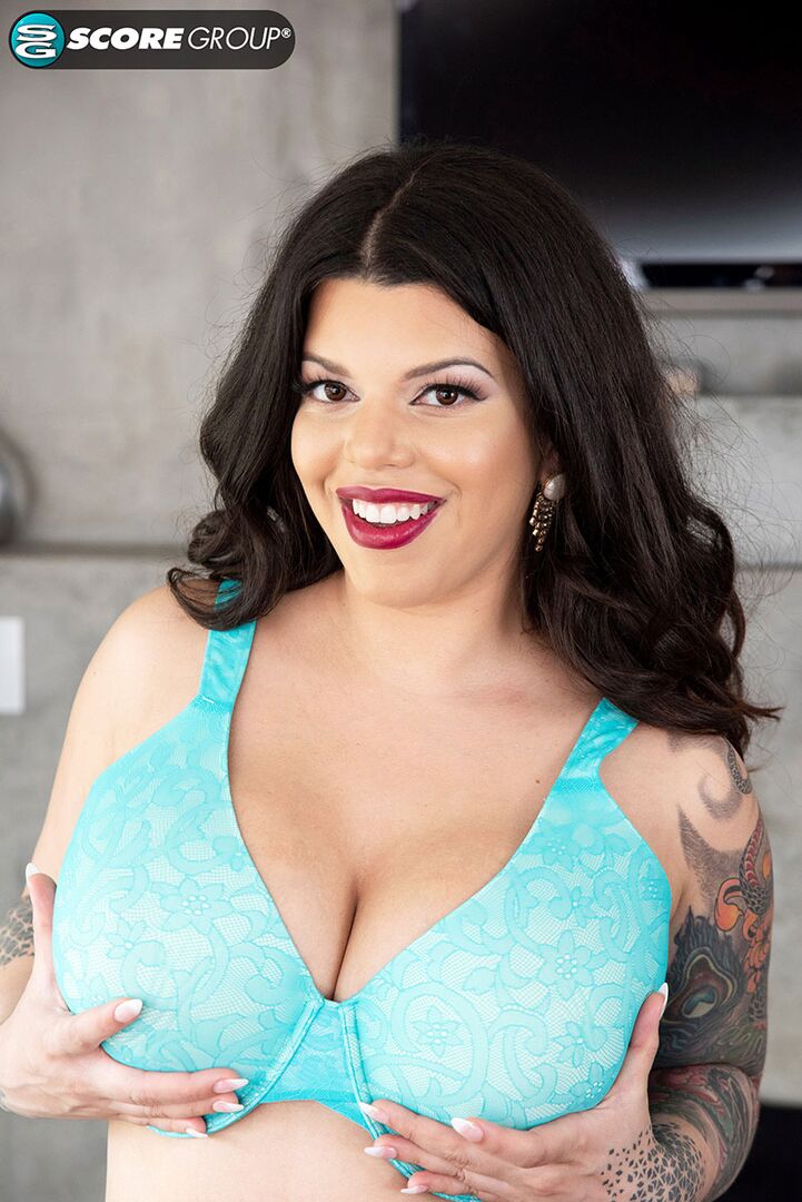 Busty Latina Lana Blanc's bra and tit show