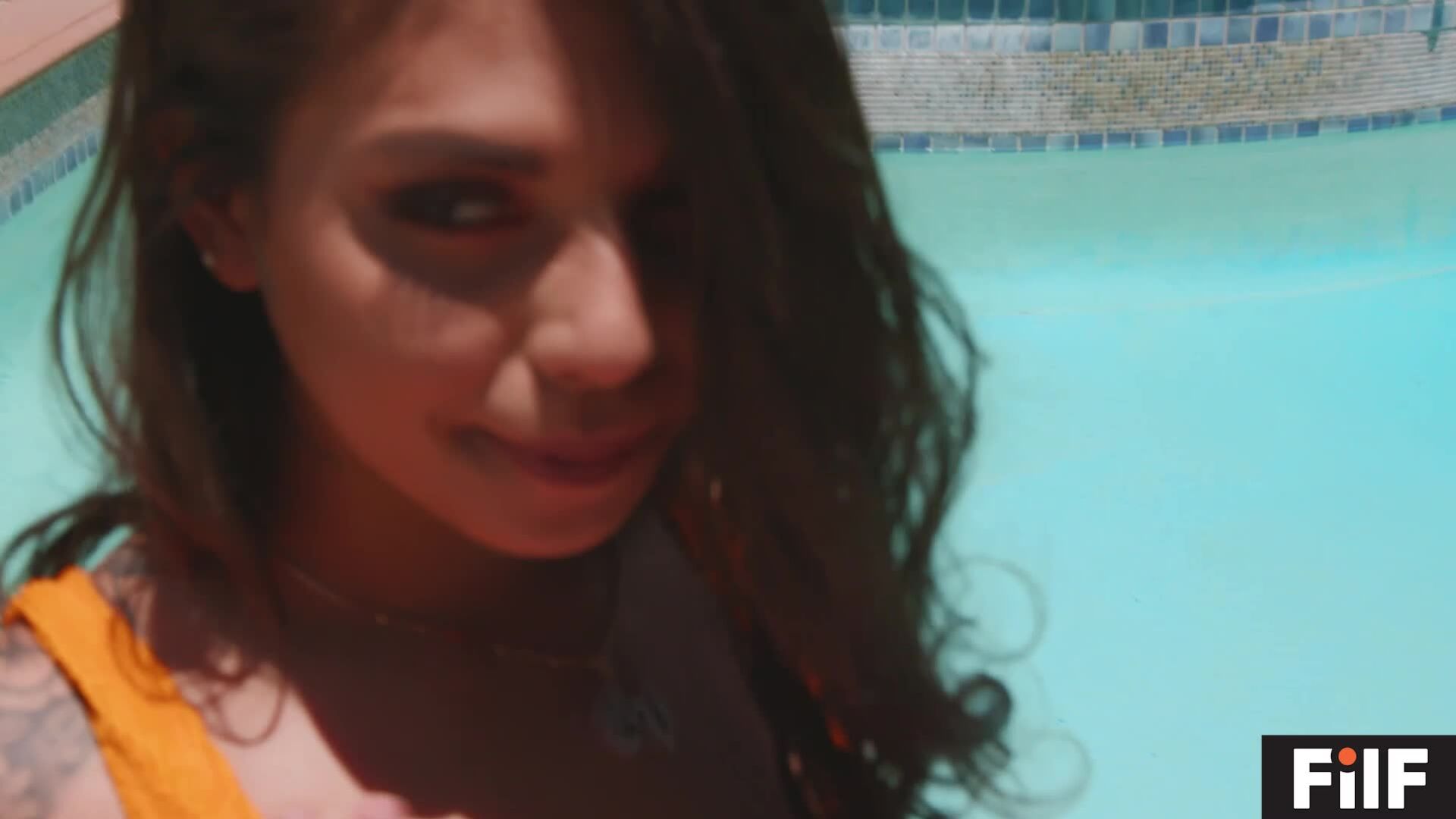Naughty Brazilian teen Gina Valentina poolside fuck with neighbor