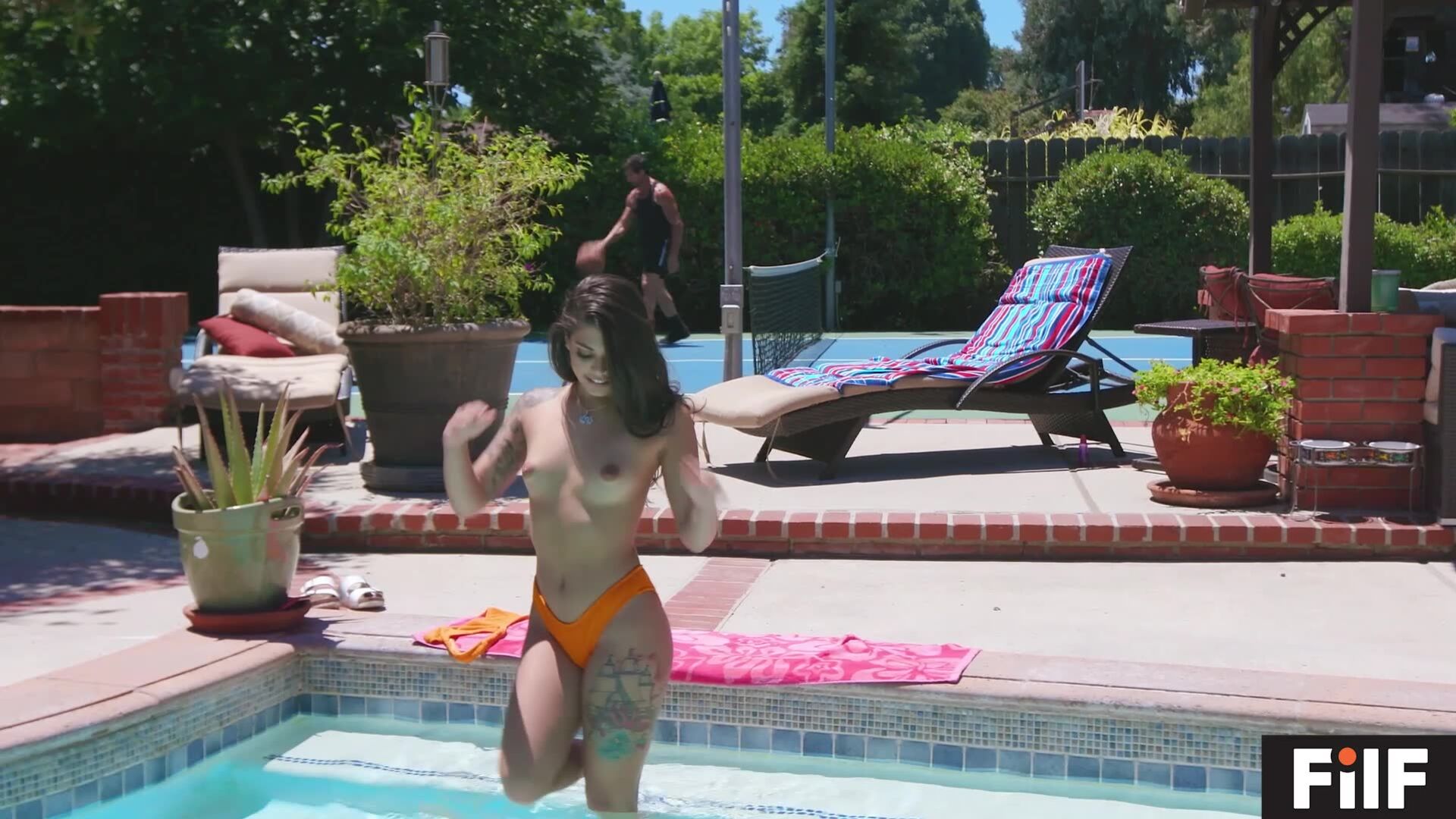 Naughty Brazilian teen Gina Valentina poolside fuck with neighbor