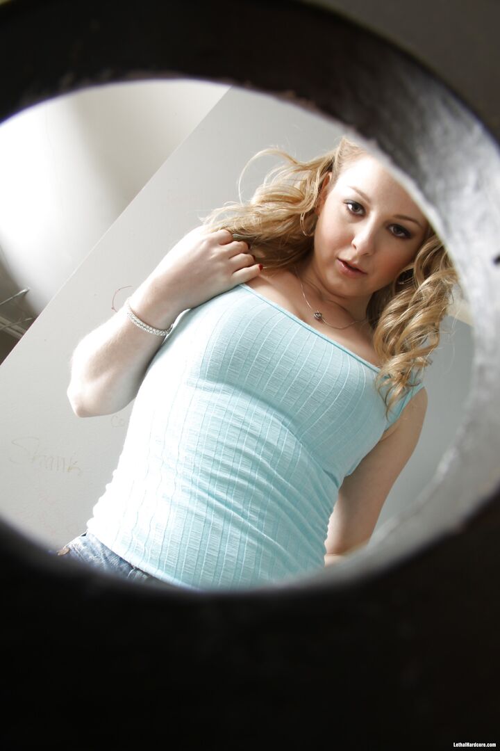 Sunny Lane Sucking Cock From The Bathroom Glory Hole