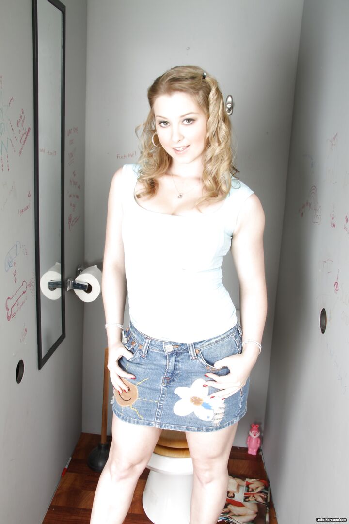 Sunny Lane Sucking Cock From The Bathroom Glory Hole