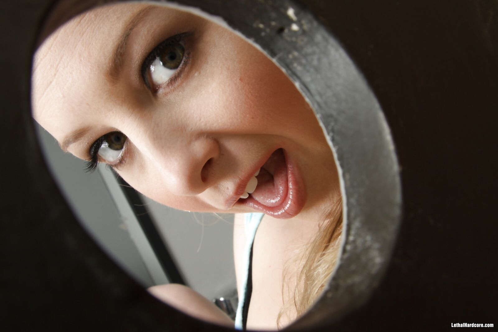 Sunny Lane Sucking Cock From The Bathroom Glory Hole