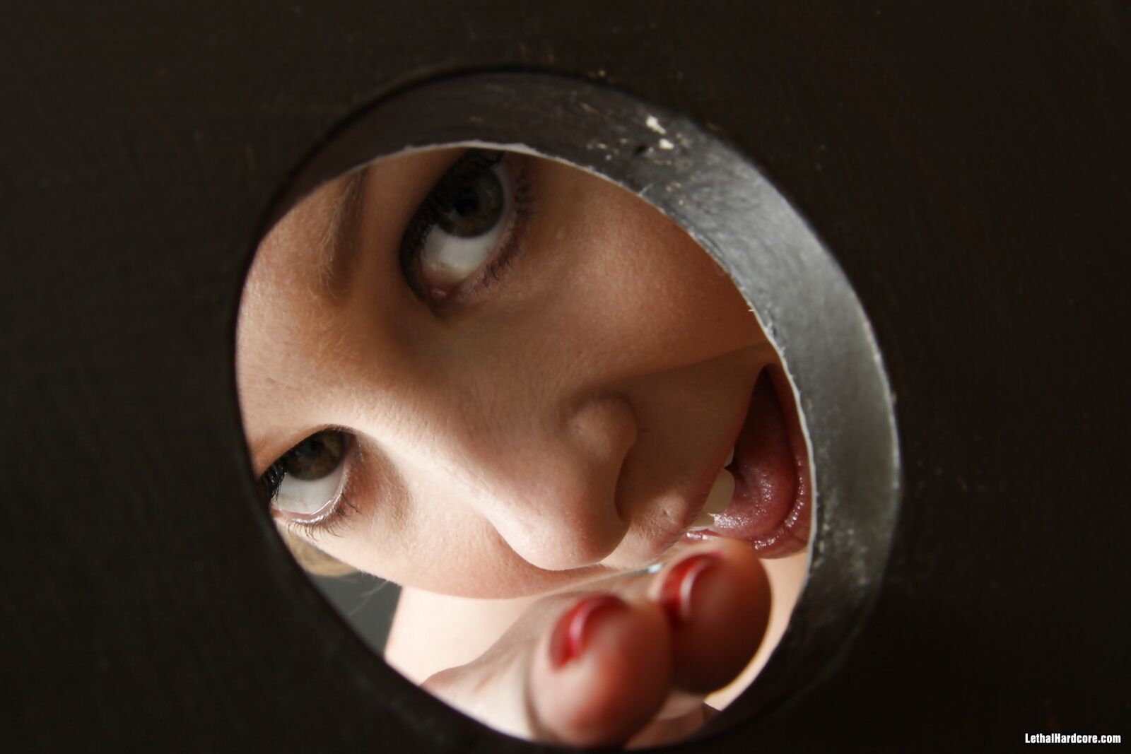Sunny Lane Sucking Cock From The Bathroom Glory Hole