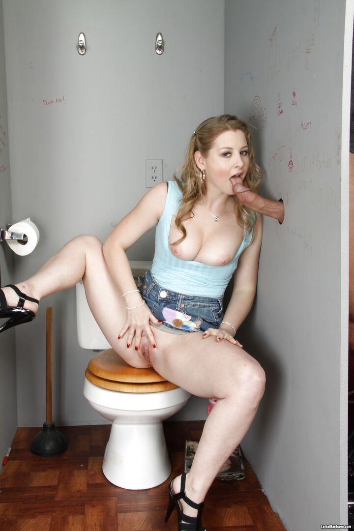 Sunny Lane Sucking Cock From The Bathroom Glory Hole