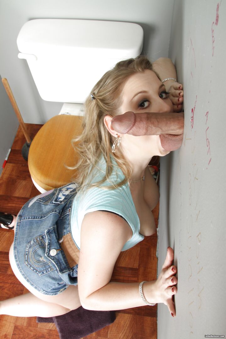Sunny Lane Sucking Cock From The Bathroom Glory Hole