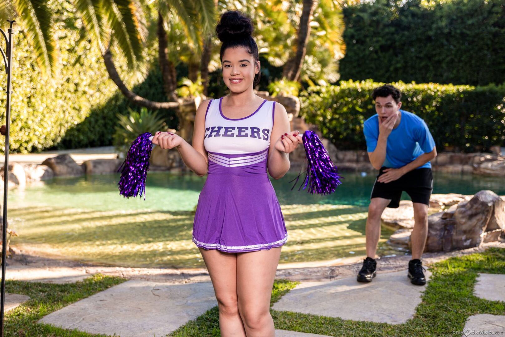 Cheerleader's Backyard Tease