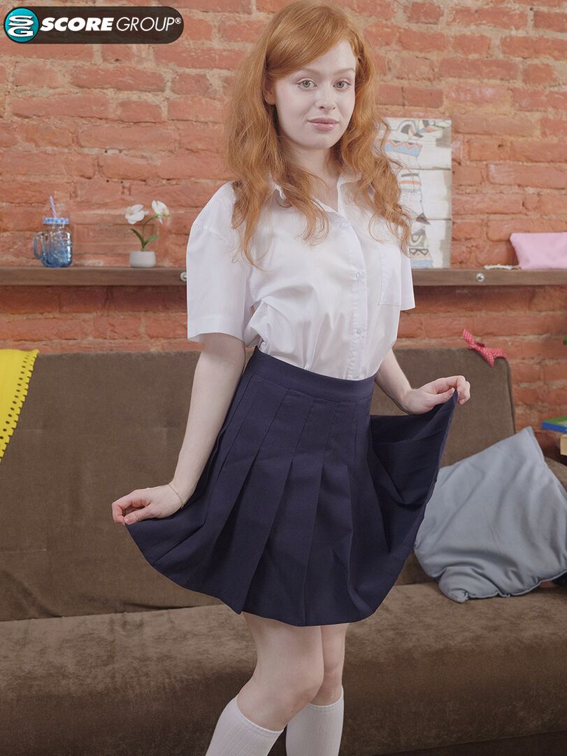 Redheaded Schoolgirl Reina Flore Cums Hard on a Big Dildo