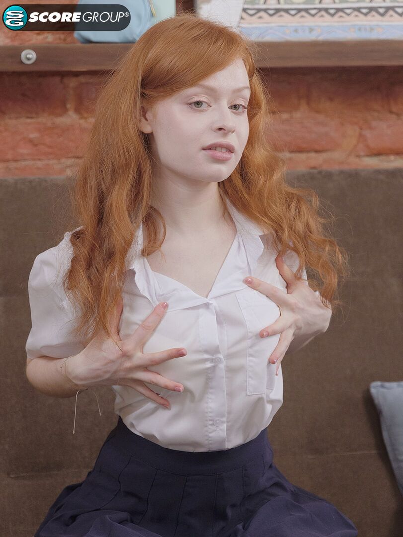 Redheaded Schoolgirl Reina Flore Cums Hard on a Big Dildo