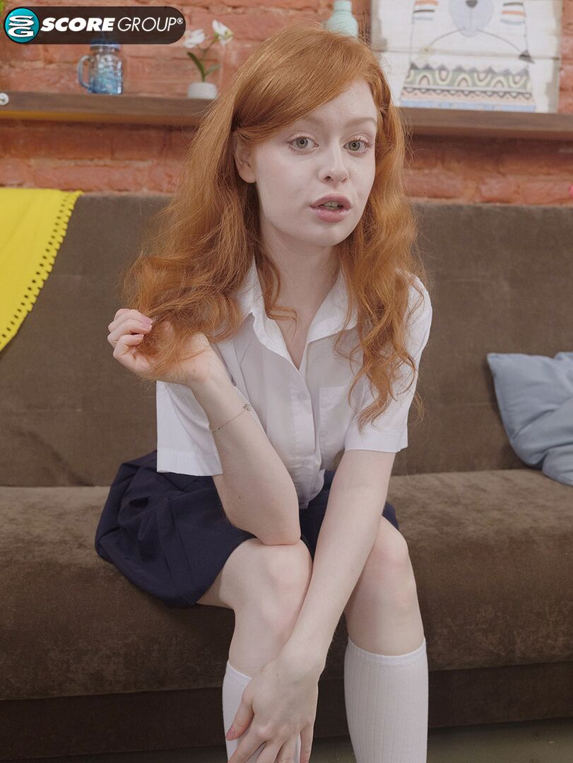 Redheaded Schoolgirl Reina Flore Cums Hard on a Big Dildo