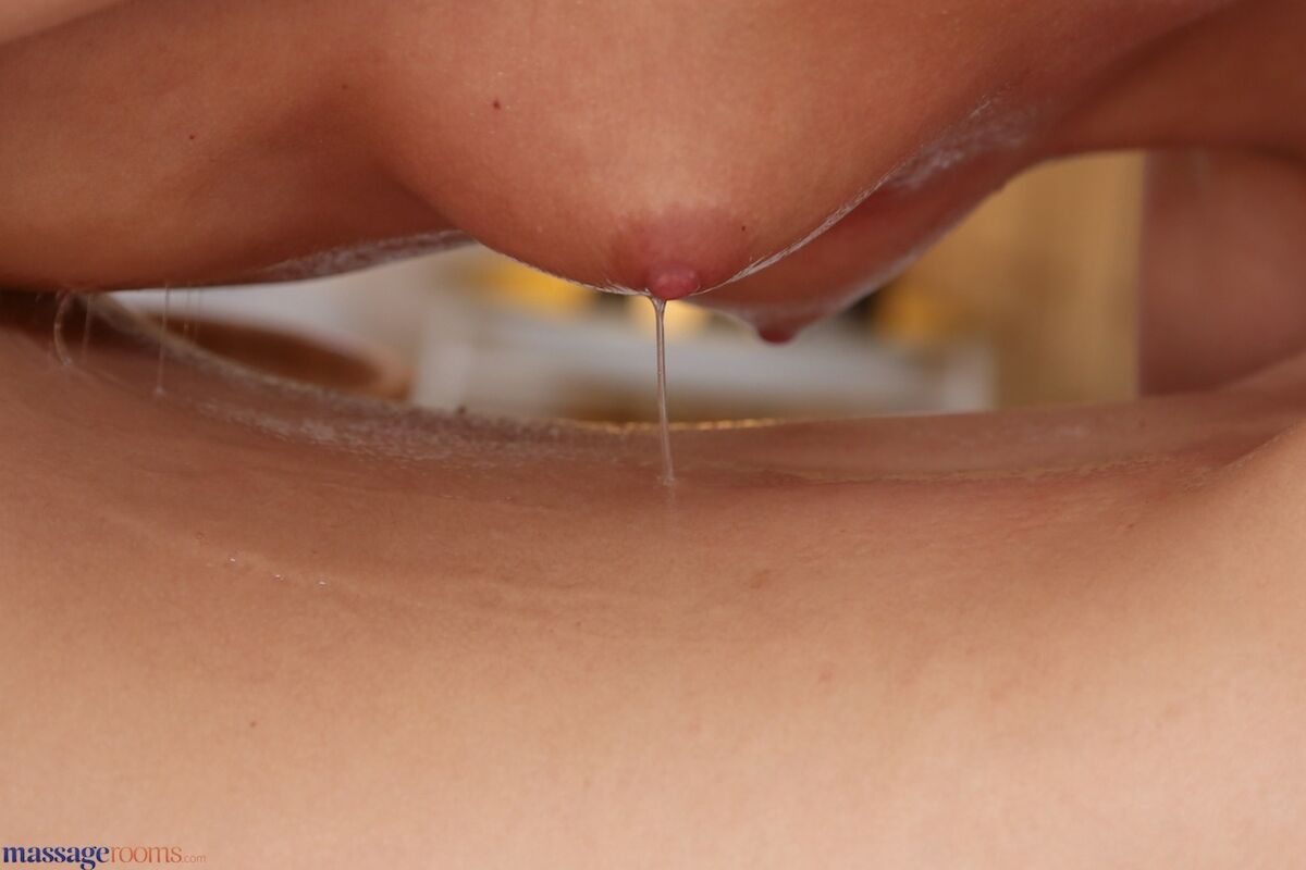 Dripping in Oil Gets Brunette's Pussy Wet