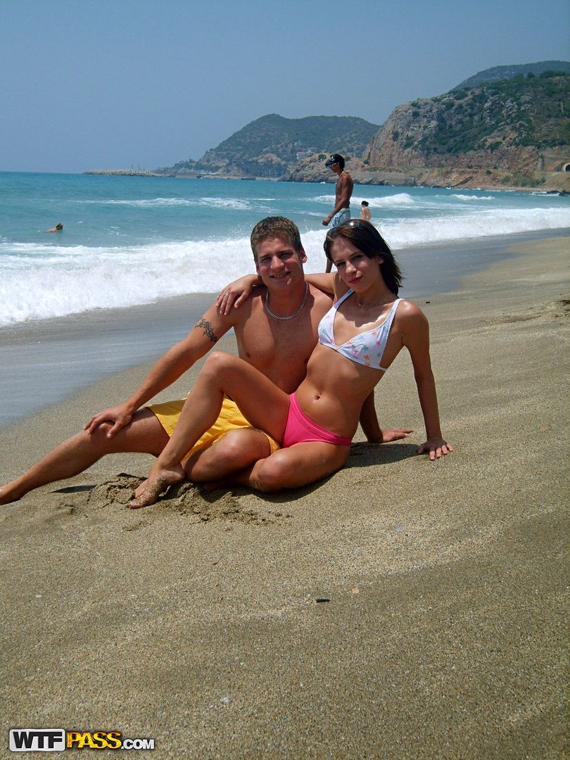 Nice amateur couple beach fun