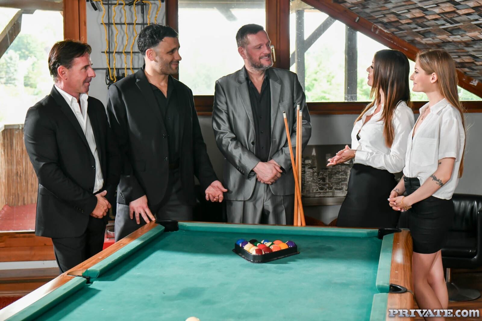 DP orgy on the pool table, with Angelica Heart and Tiffany Tatum