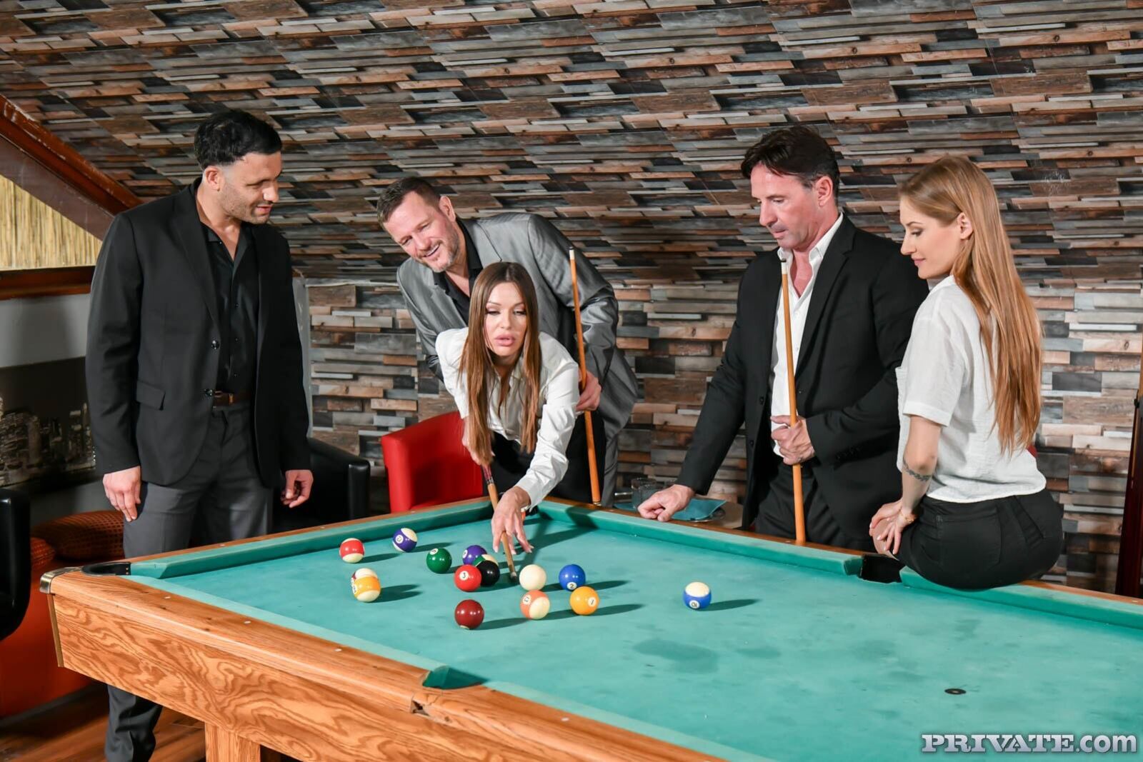 DP orgy on the pool table, with Angelica Heart and Tiffany Tatum