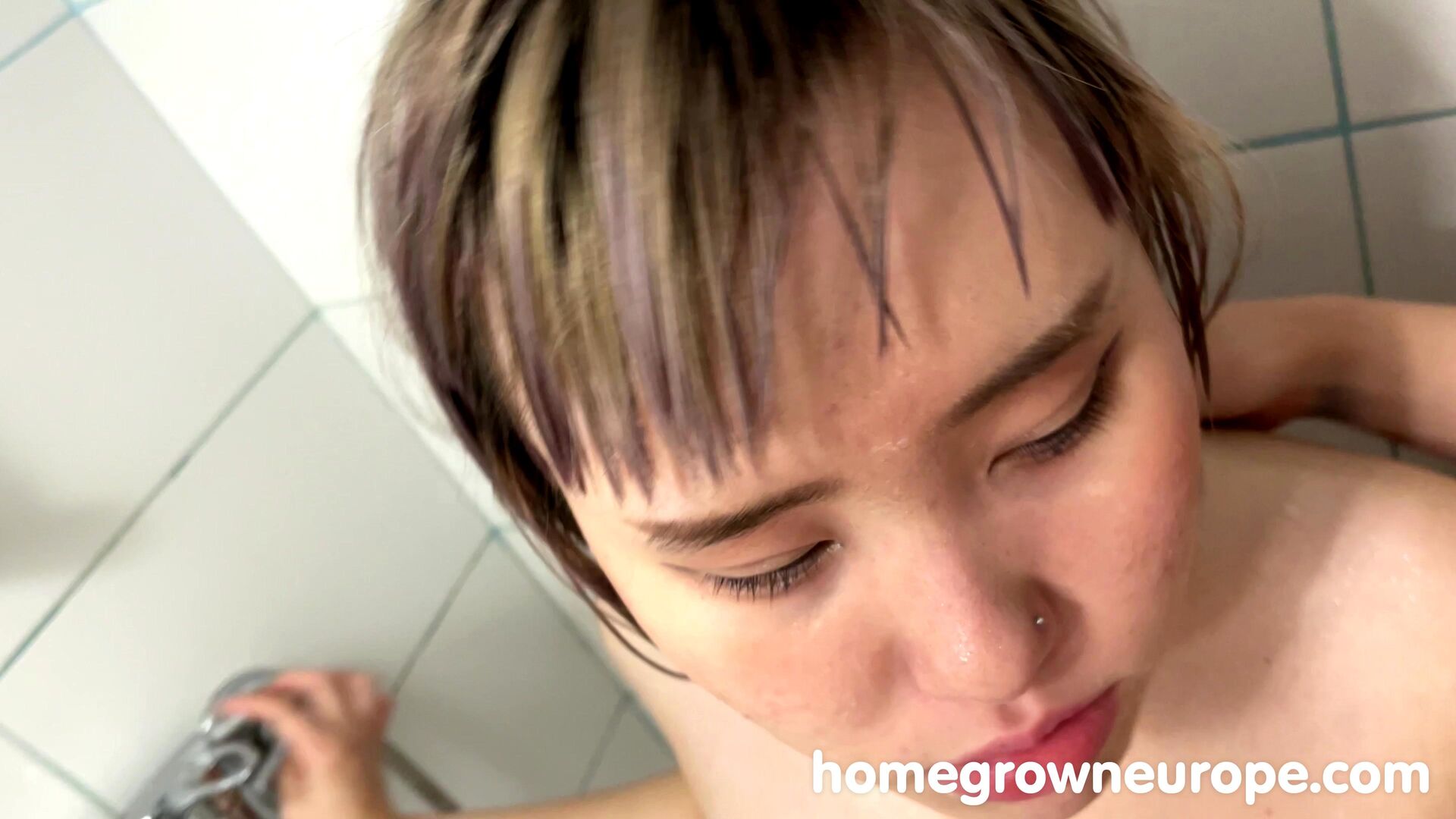 Cute asian with braces gives a wet blowjob