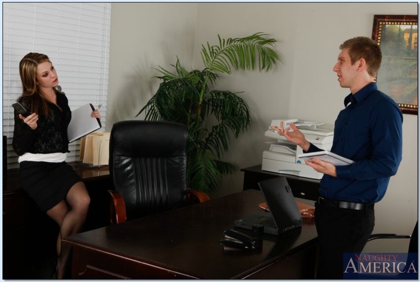 Bailey Blue fucking in the office with her natural tits