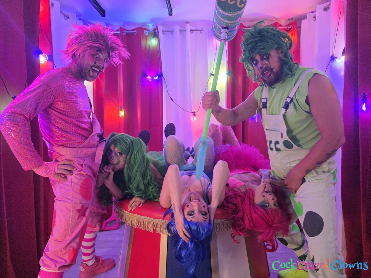 Lily Kink Meets the Pink and Green Cock Crazed Clowns for an Orgy