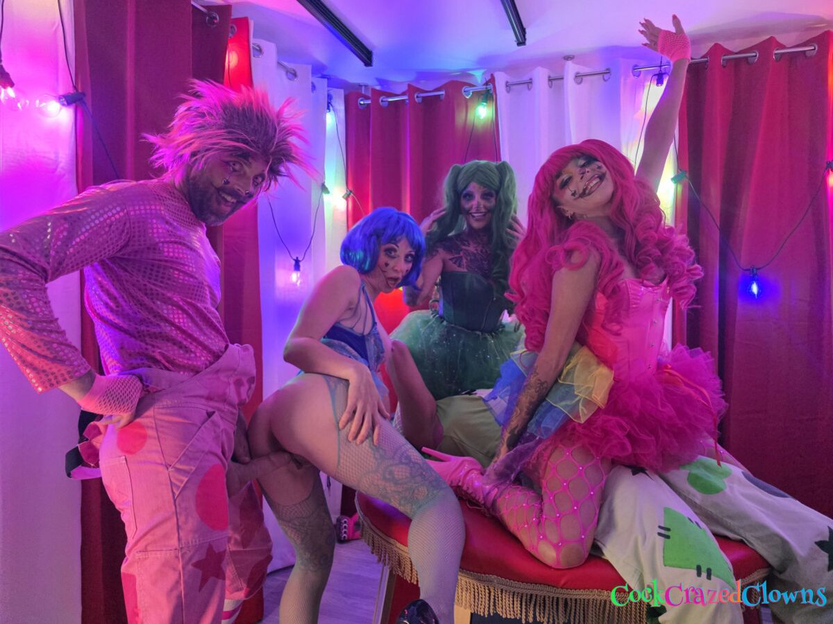 Lily Kink Meets the Pink and Green Cock Crazed Clowns for an Orgy