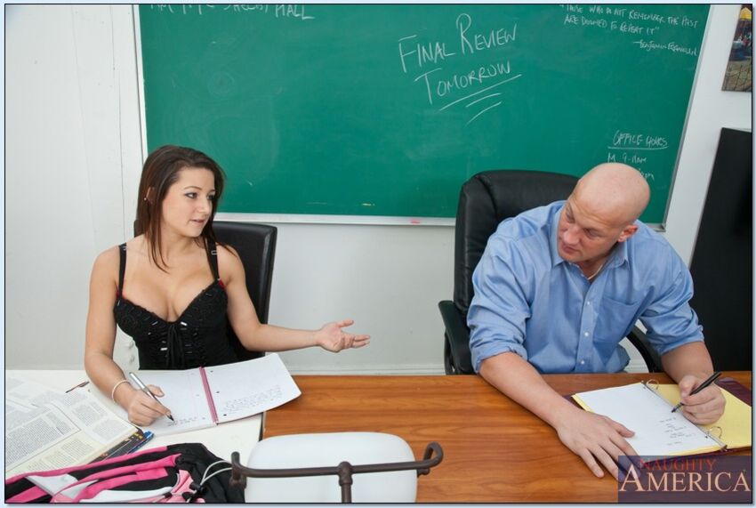 Co-ed Charity Bangs fucking in the classroom with her tits