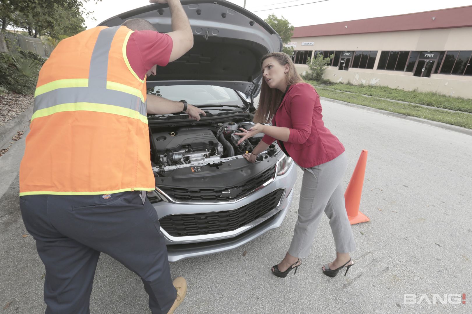 Janet Slams Her Pussy Down On A Mechanics Cock In His Garage