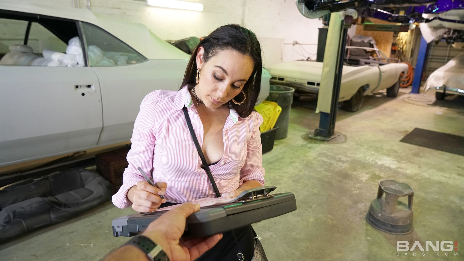 Alexandra's Mechanic Fucks The Attitude Right Out Of Her