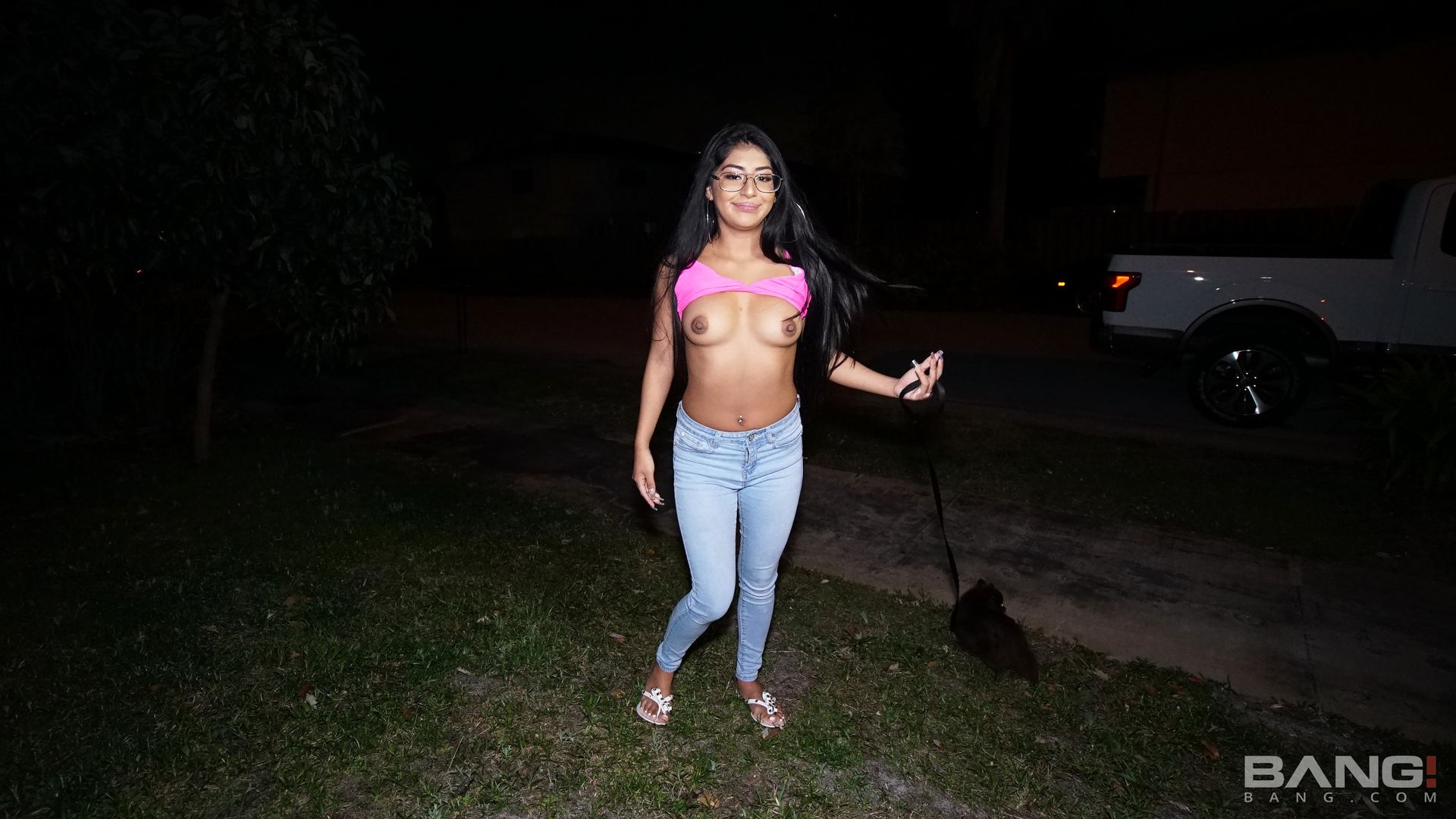 Binky Beal Gets Her Pussy Destroyed In Her Own Driveway