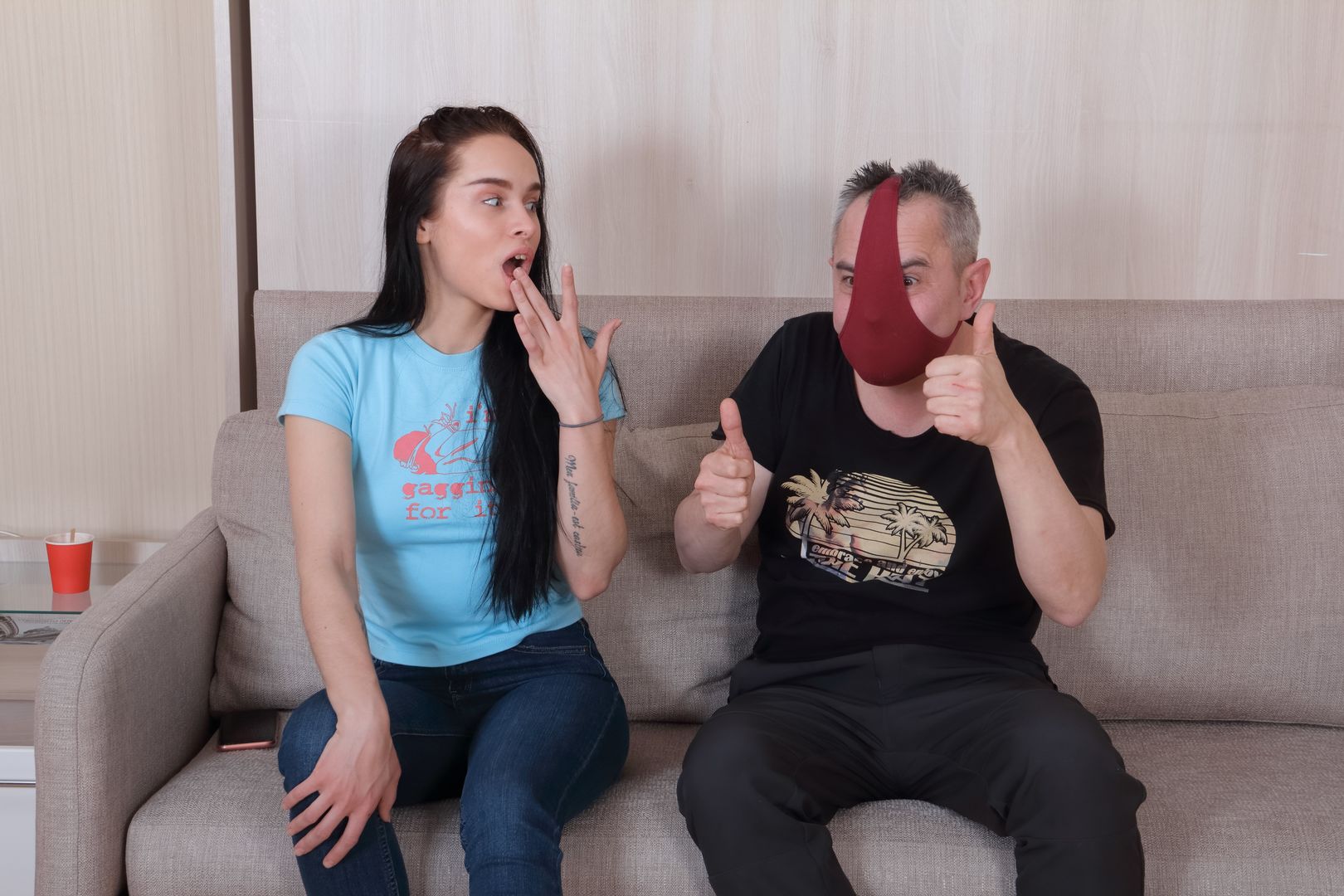Kinky dude begs brunette for mercy in doggy position