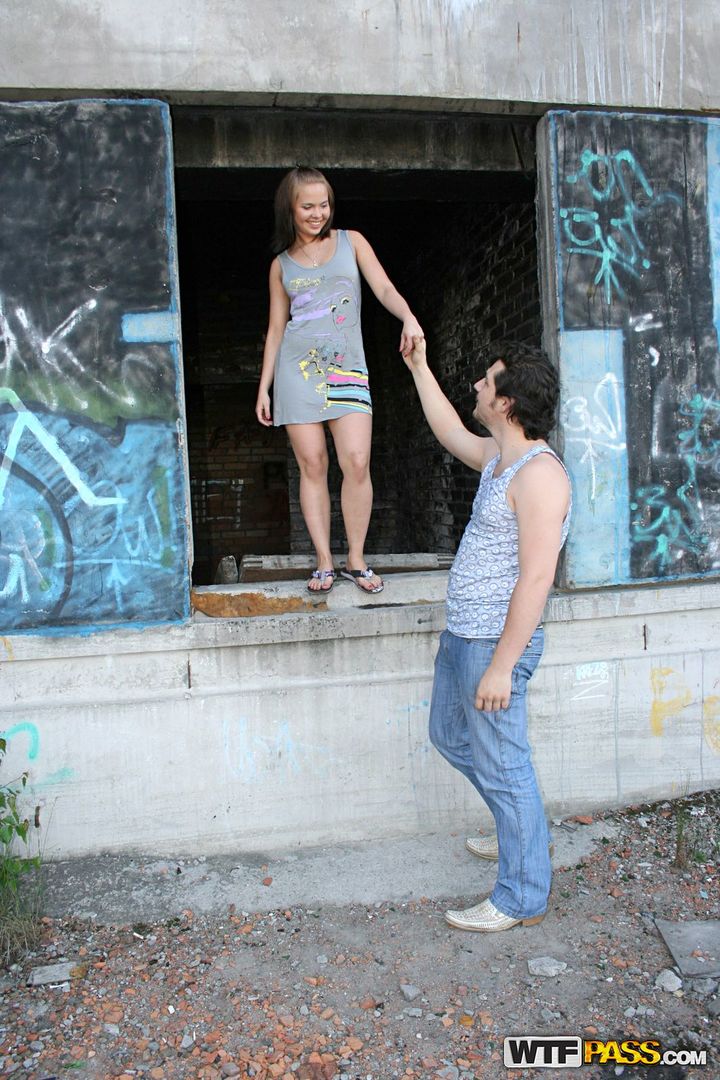 Pretty teen has sex on the roof